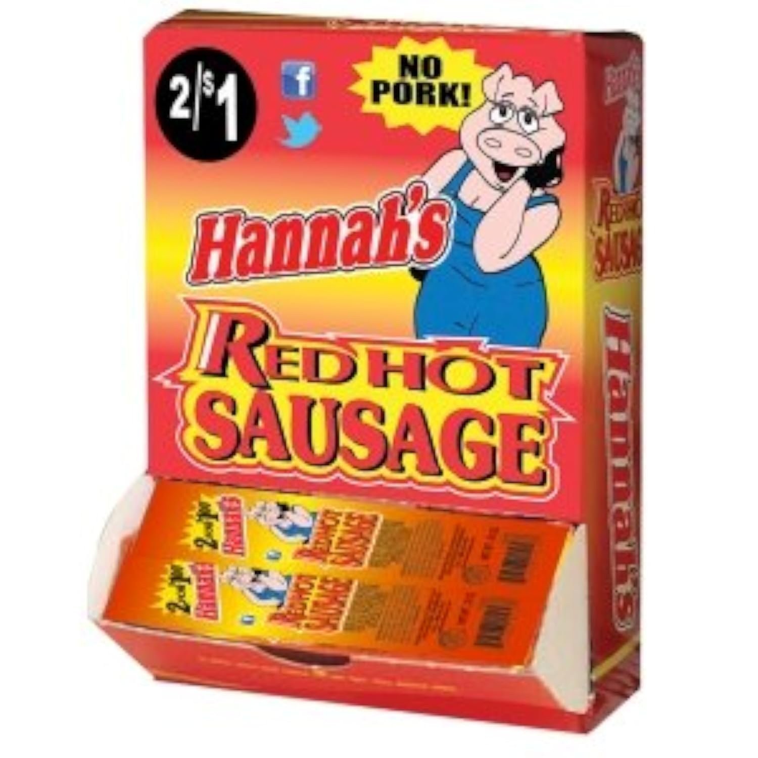 Hannah’s Red Hot Sausage – 2/$1 – No Pork – 50 Unit Box