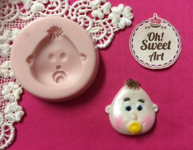 Baby face silicone mold fondant cake soap cupcake decorating wax food FDA