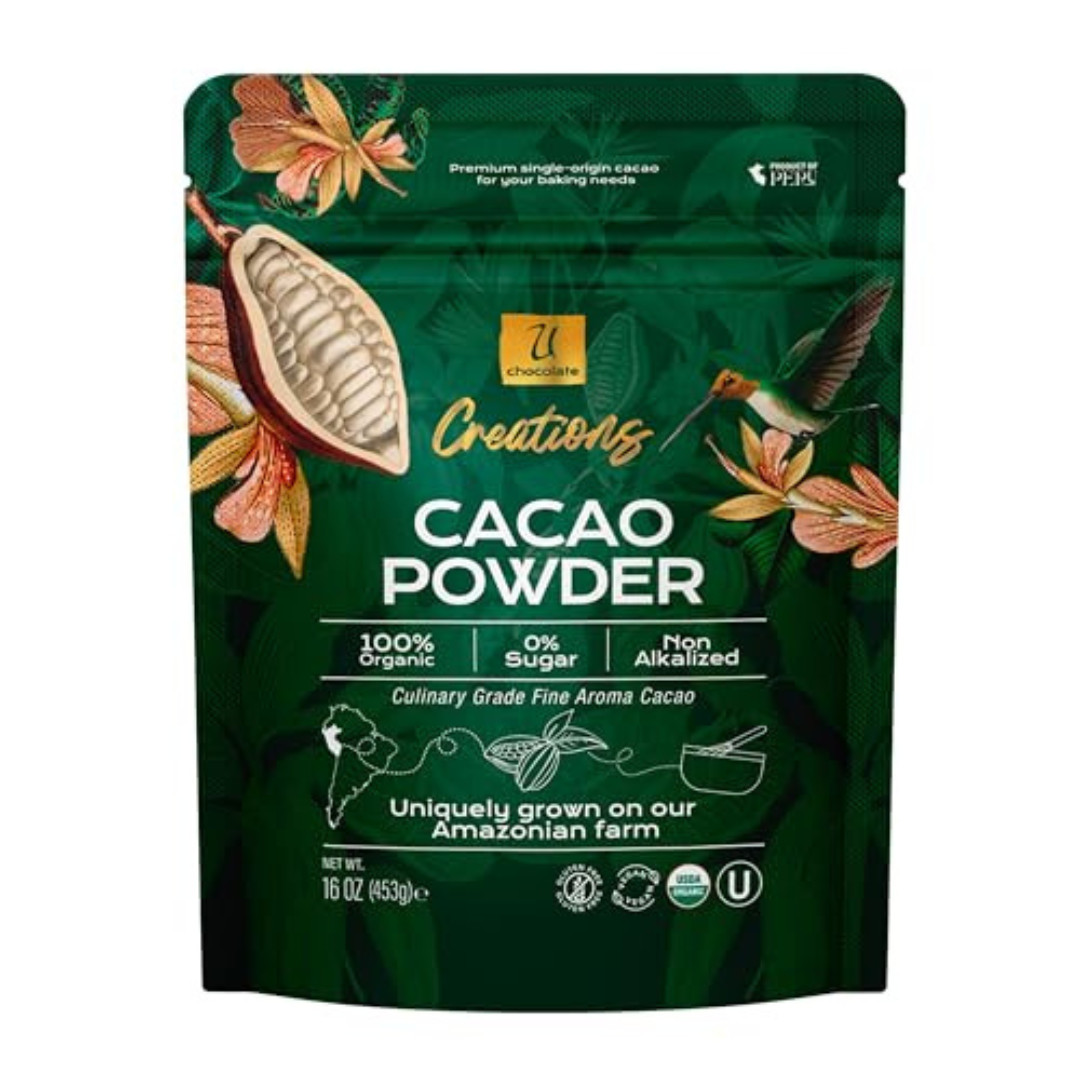 U Chocolate Organic Cacao Powder Natural Fresh From our Farm 1 bag 16 oz