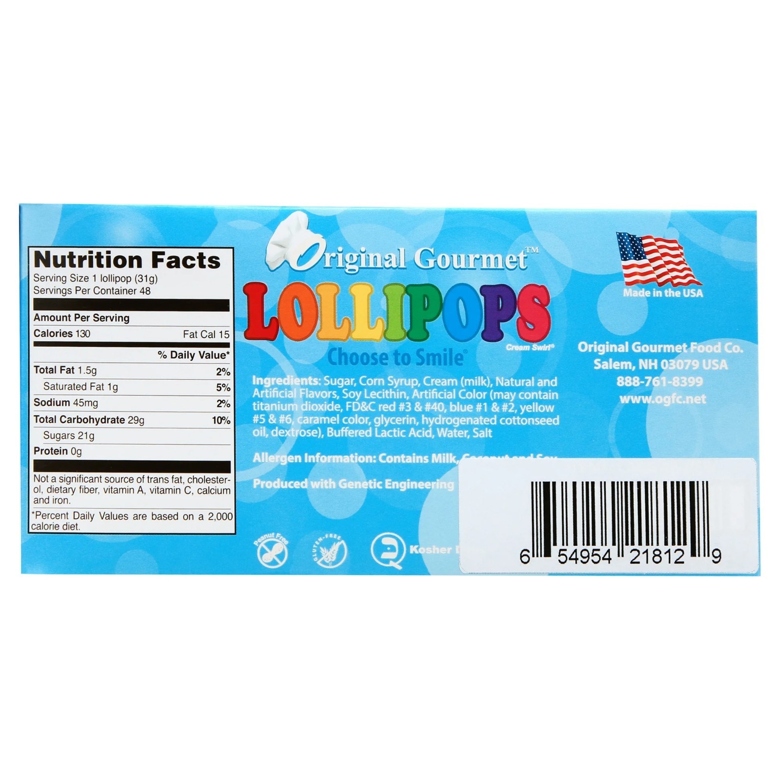 Original Gourmet Cream Swirl Lollipops, 1.1 oz, 48 count