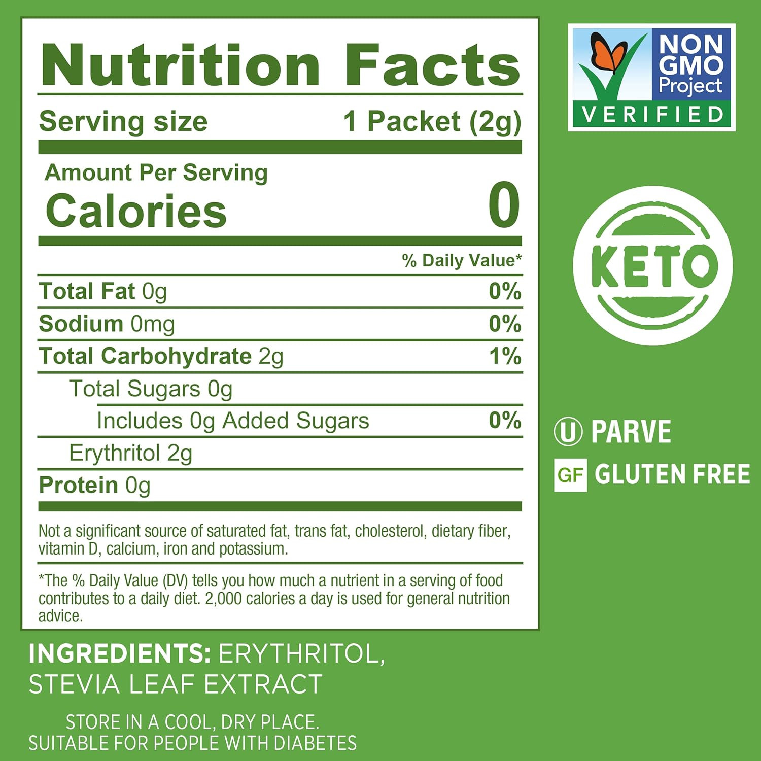 Stevia Zero Calorie Sweetener, Plant Based Sugar Substitute Granulated Powder, S