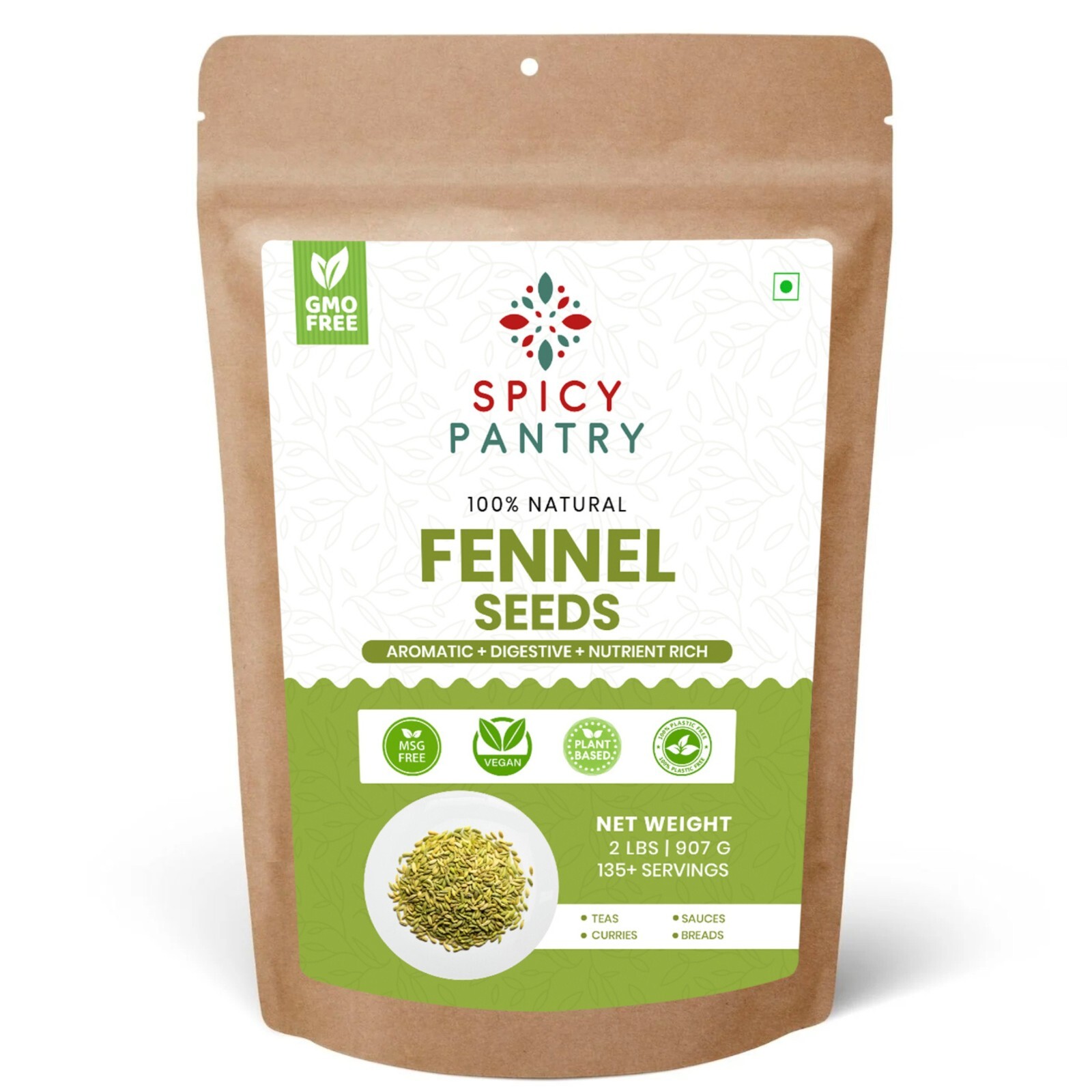 Fennel Seeds (Saunf Sabut) – Sweet & Aromatic Spice for Tea & Cooking – 2 LBS