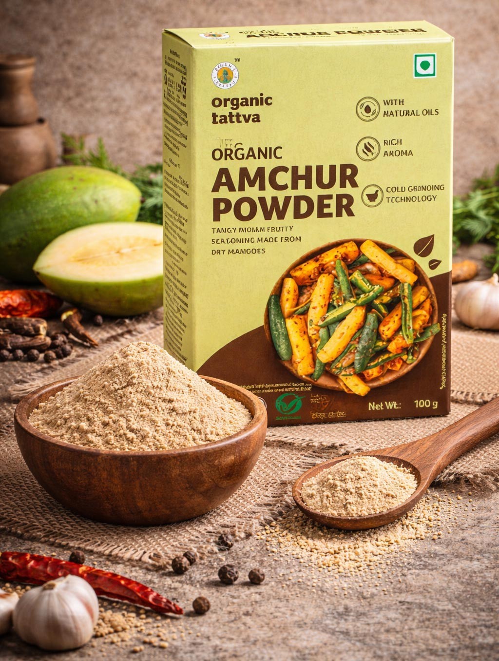 Organic Amchur Powder 100g Dry Mango Powder Indian Spice Free Shipping