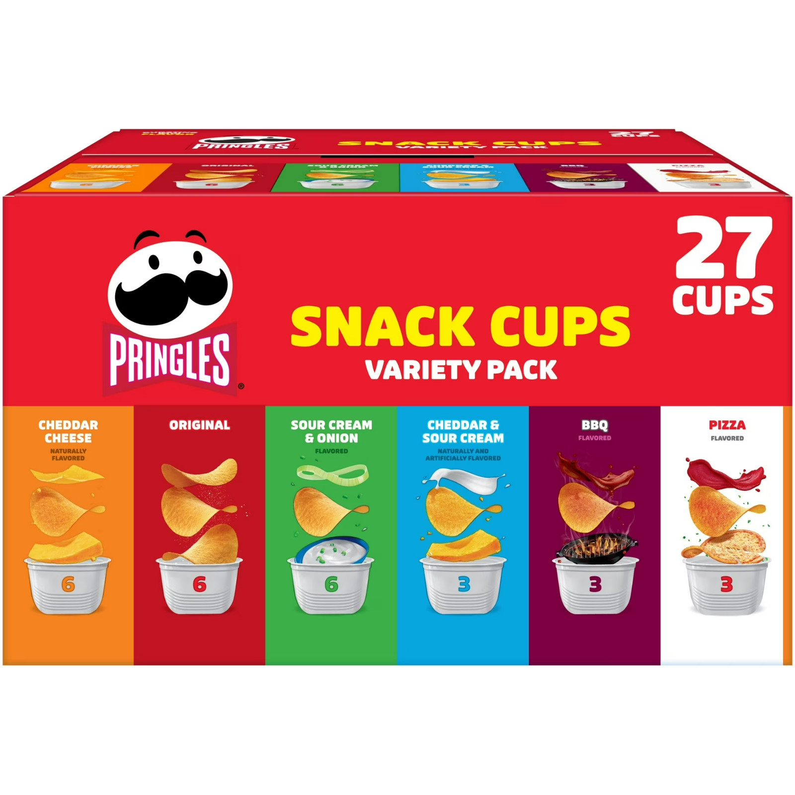Pringles Potato Crisps Chips, Lunch Snacks, Snack Cups, Variety Pack, 19.5oz Box