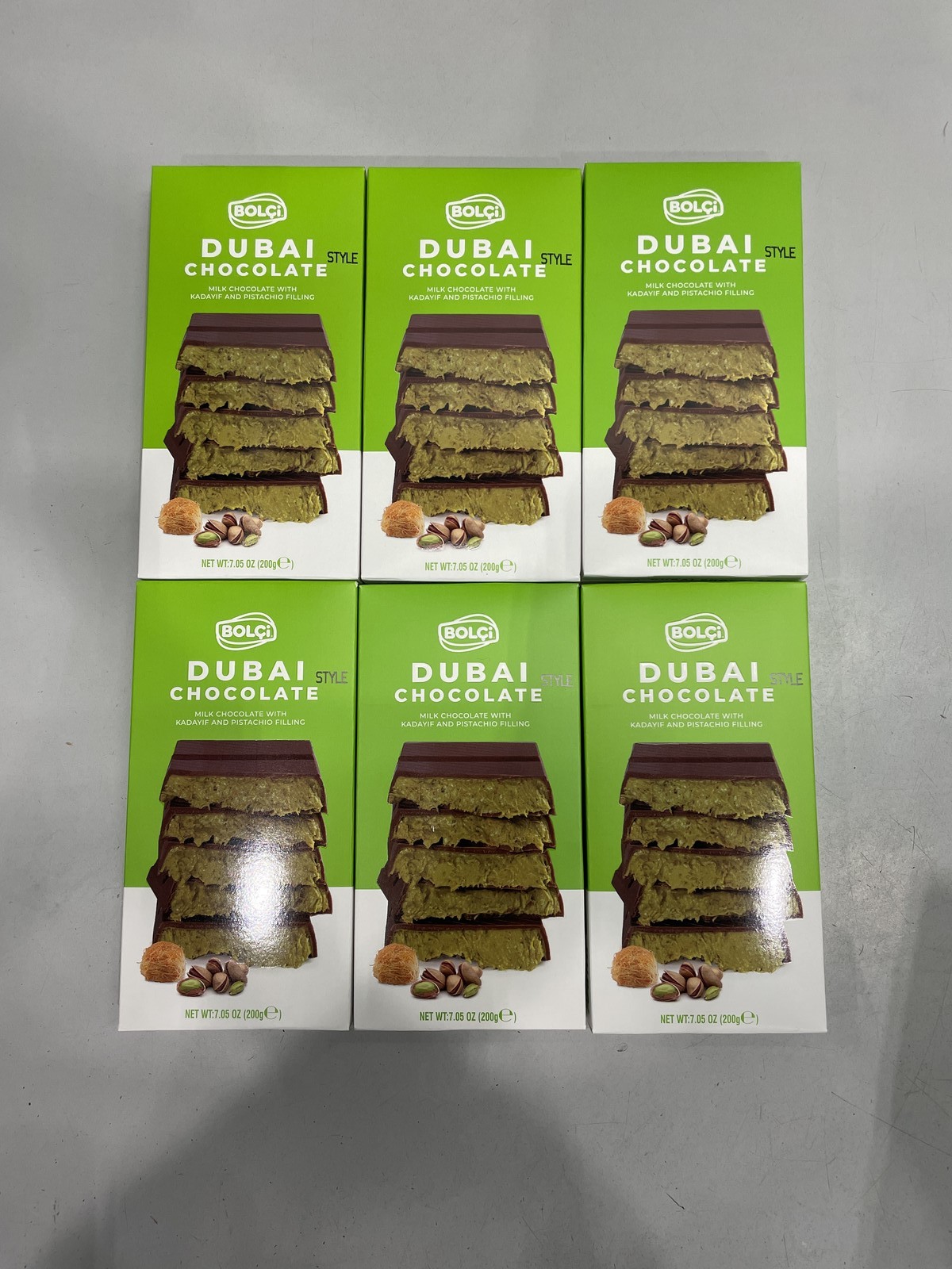 Lot Of 6 Bolci Dubai Chocolate With Kadayif & Pistachio Filling 7.05 oz, 08/2027