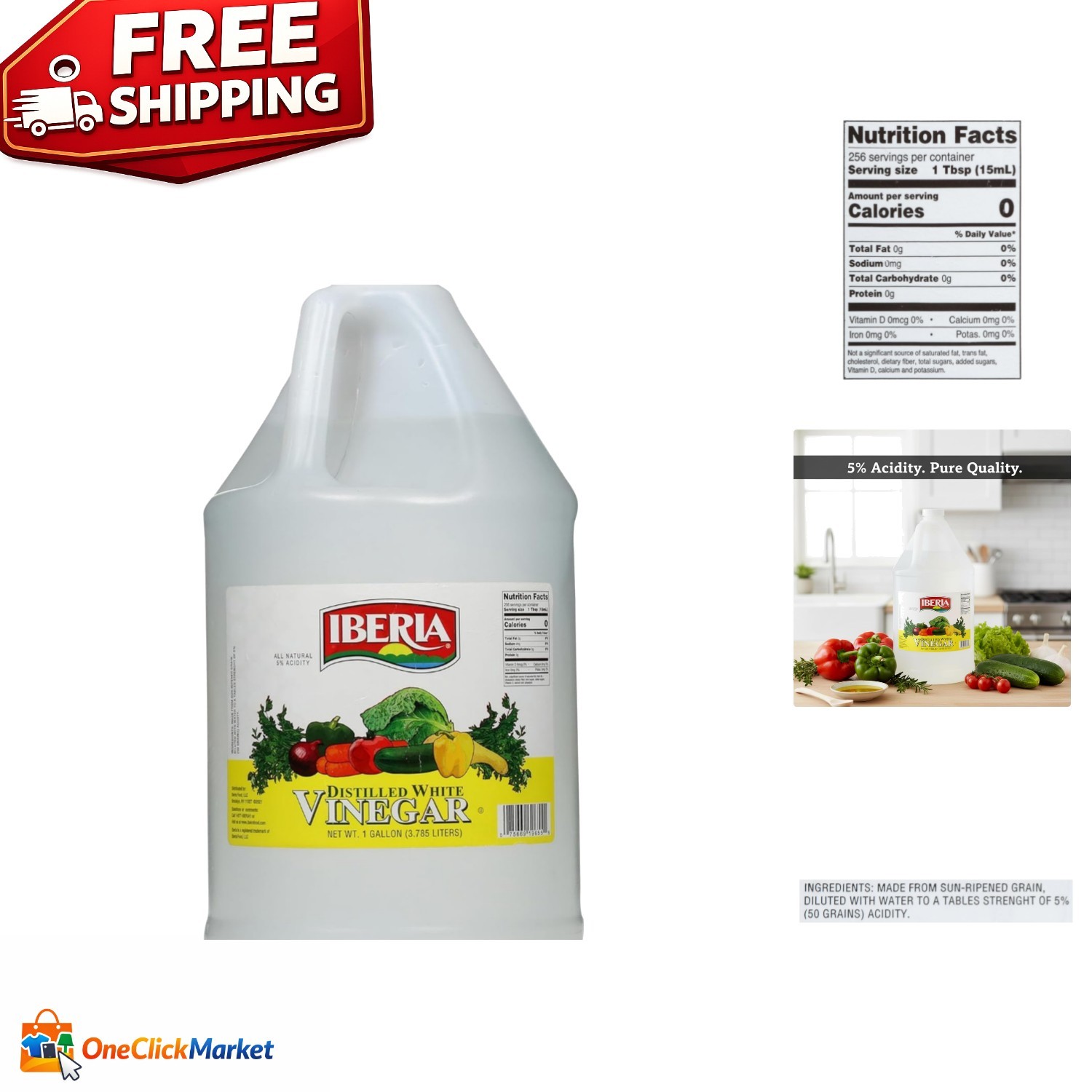 1 Gallon All-Natural Distilled White Vinegar – Versatile Kitchen Essential