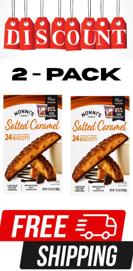 2 PACK – Nonni’s Salted Caramel Biscotti 24 Ct – Total 48 Ct – FREE SHIPPING