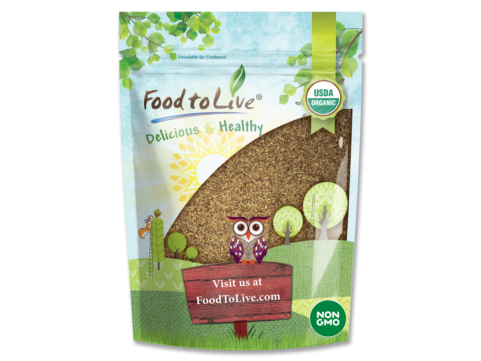 Organic Brown Flaxseed Meal – Non-GMO, Kosher, Pure Powder – by Food to Live