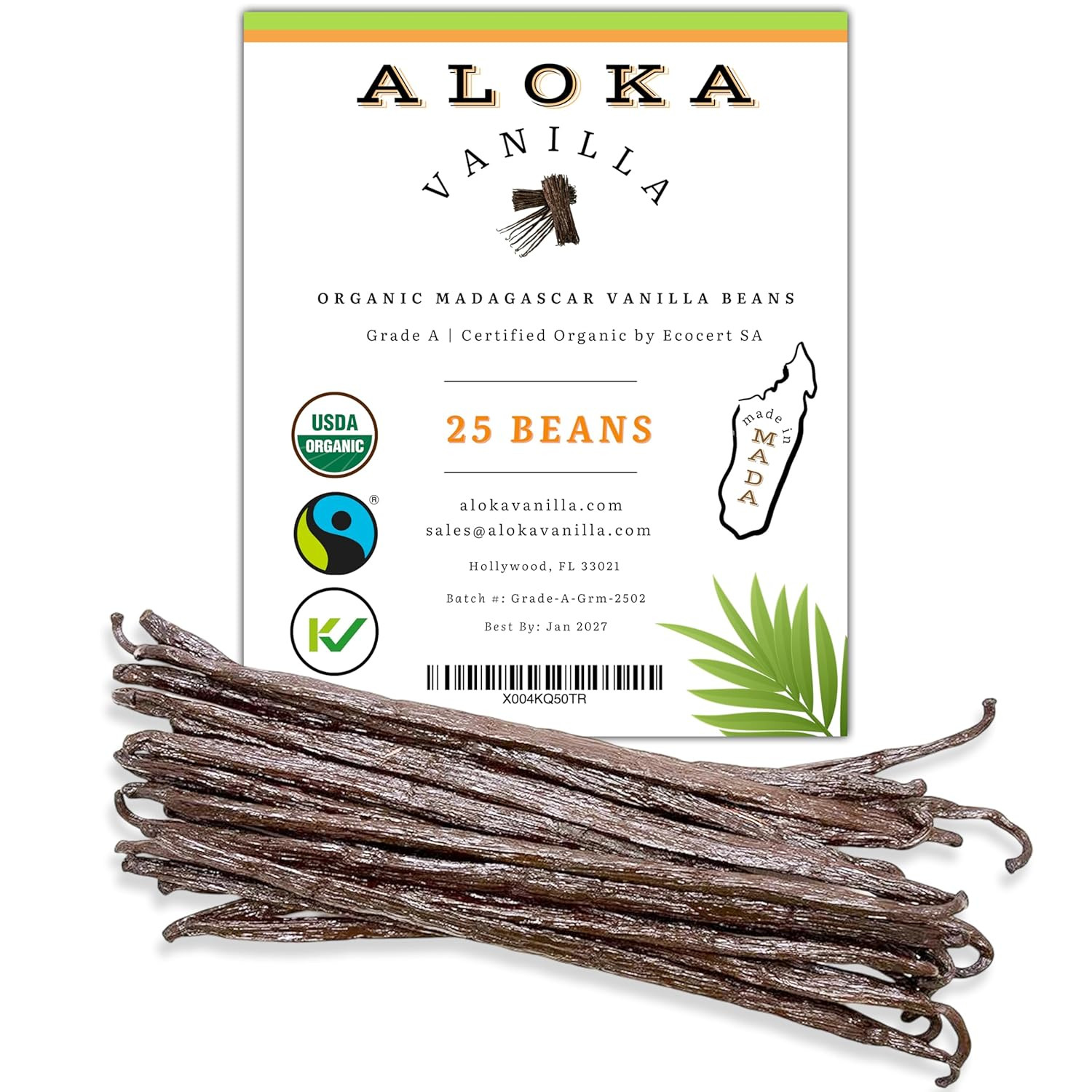 25 Count Organic Madagascar Vanilla Beans – Grade a Bourbon Pods | Gourmet Whole