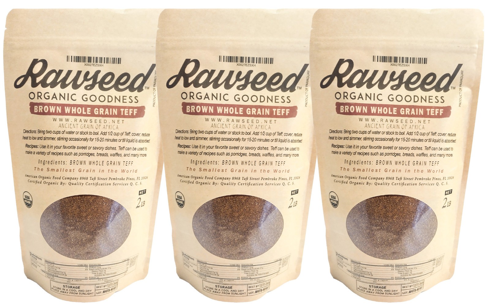 Rawseed Organic Brown Whole Grain African Teff 2 Lbs 3 Pack Back In Stock