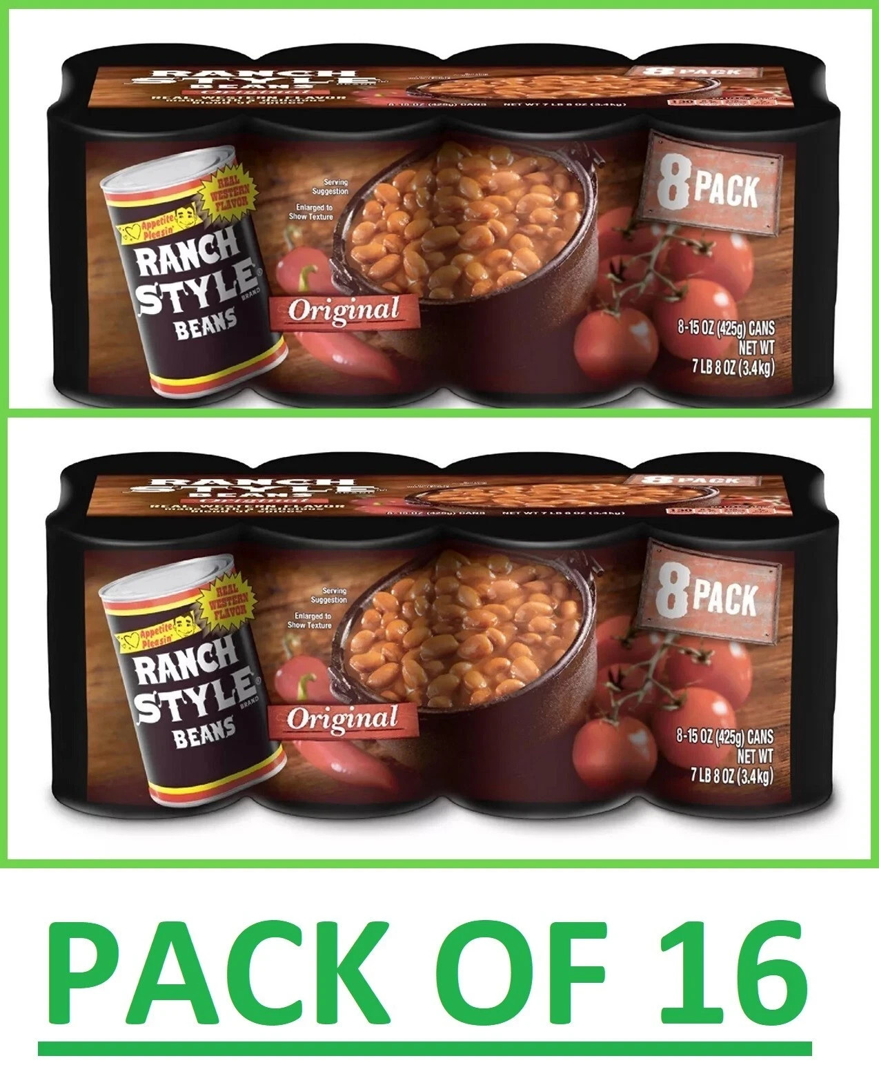16 CANS – Canned Beans, Ranch Style Beans 15 oz Each – *FRESH