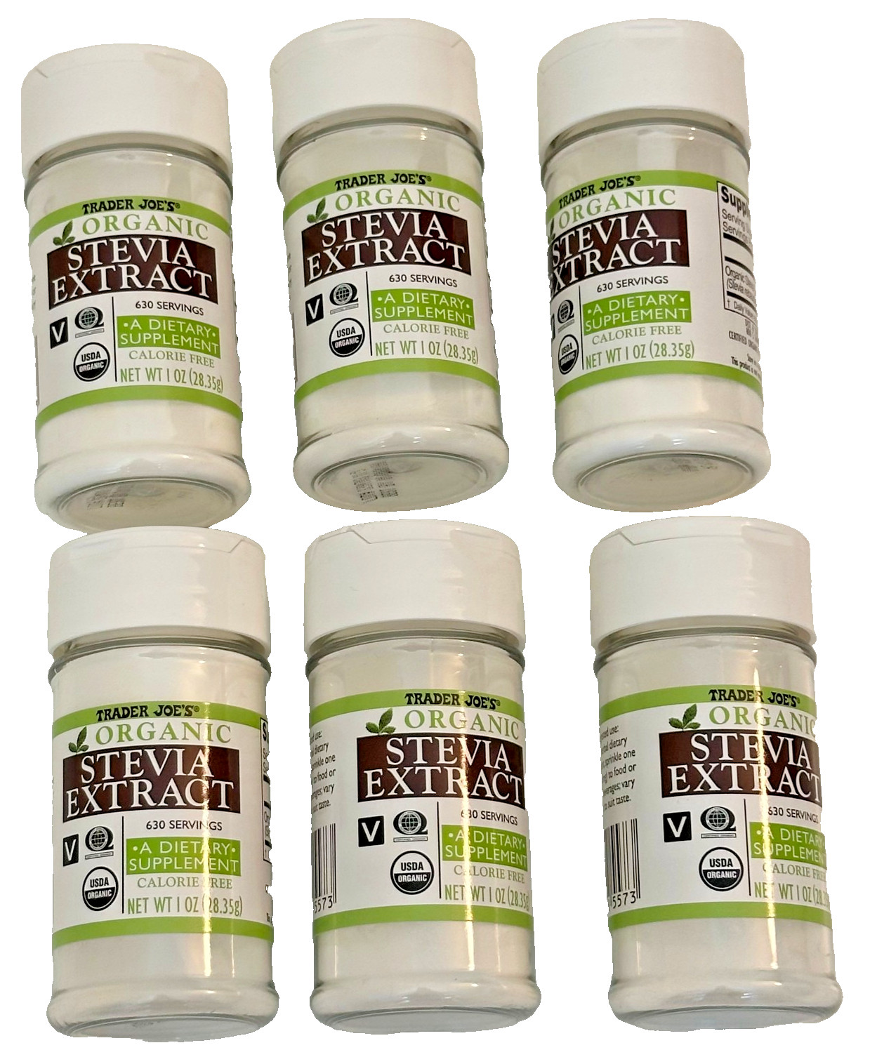 6 X New Trader Joe’s Pure Organic Stevia Extract Powder 1 Oz Each – Exp 2031