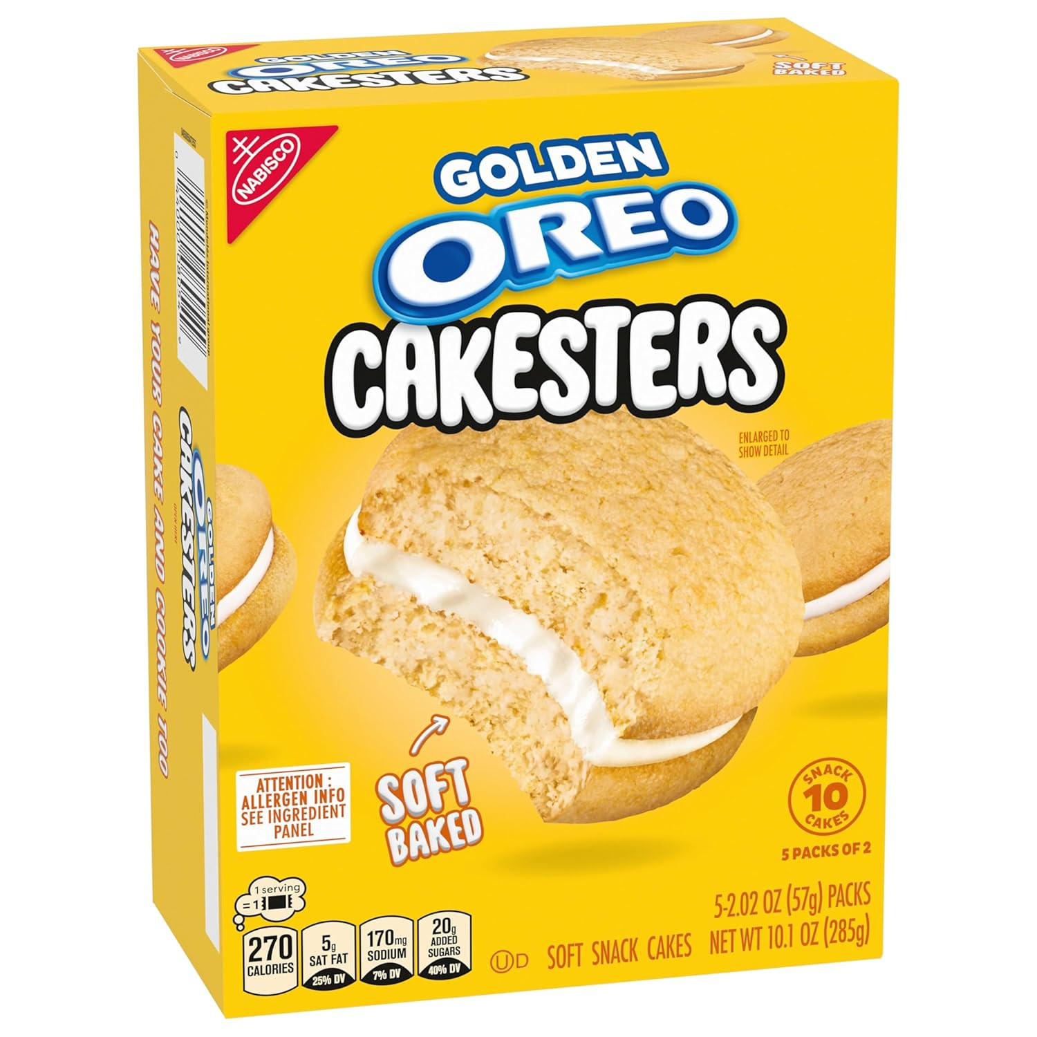 Cakesters Soft Snack Cakes Variety Pack, 3-5 Count Packs (15 Total Snack Packs,