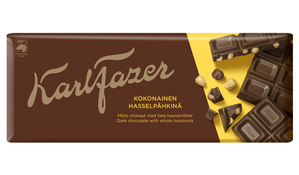 4 Karl Fazer Dark Chocolate with Whole Hazelnuts Scandinavian Sweets 200g 7oz