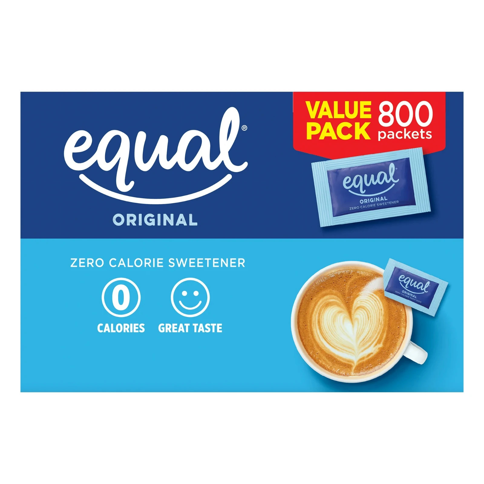 EQUAL Zero Calorie Sweetener, Sugar Substitute, 800 Packets