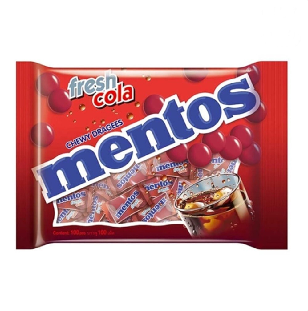 2 x 100 Tablets MENTOS CHEWY DRAGEES Sweet Candy Fresh Cola Flavour 250g