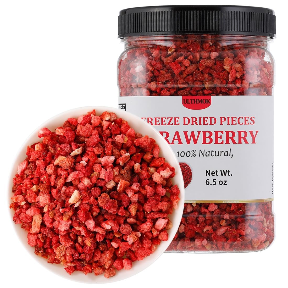 Premium Freeze Dried Strawberries Pieces 6.5 Oz/185g,Frozen Ounce