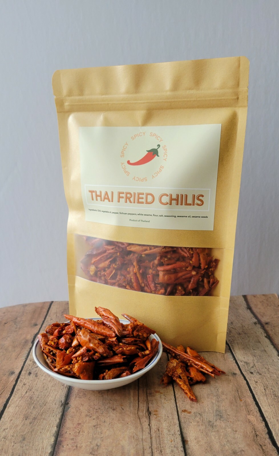 Crispy Sesame Fried Chilis Roasted Thai Snacks Chilli Savory Spicy Burn Fat 150g