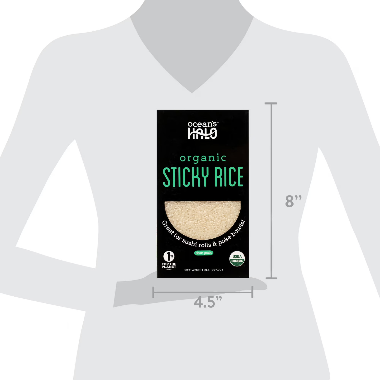 (2 pack) Ocean’s Halo Organic White Sticky Sushi Rice, 2 lb.