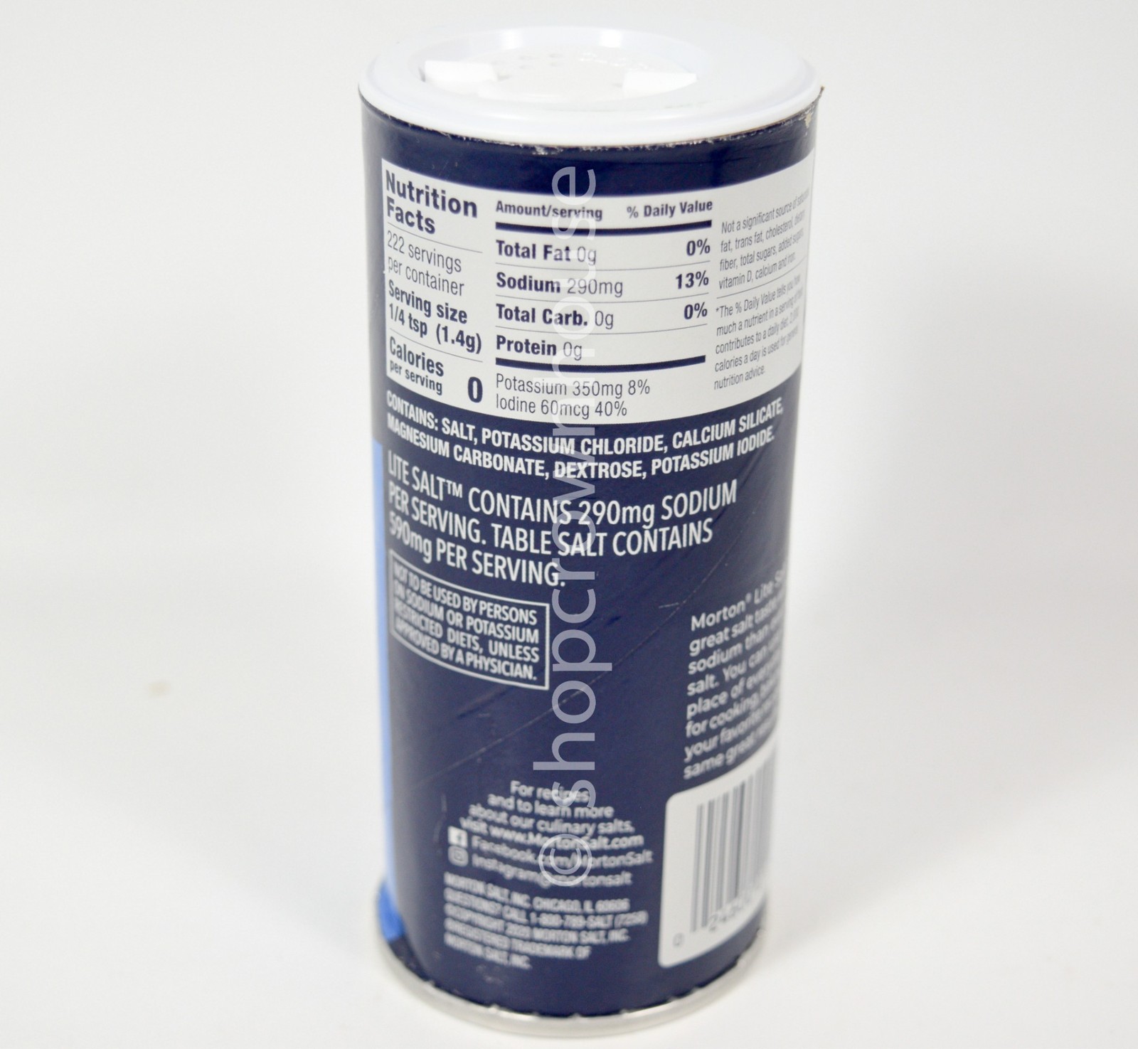 2 Morton LITE SALT 50% Less Sodium than Table Salt Iodized 11oz