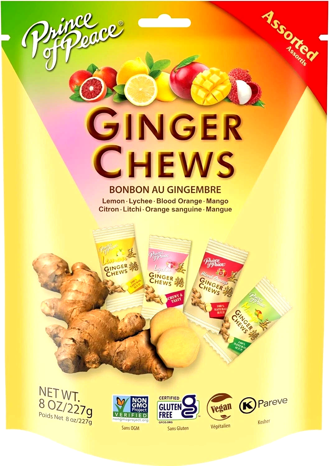 Prince of Peace Ginger Chews Candy Assorted Flavors 8 oz~08/09/2026
