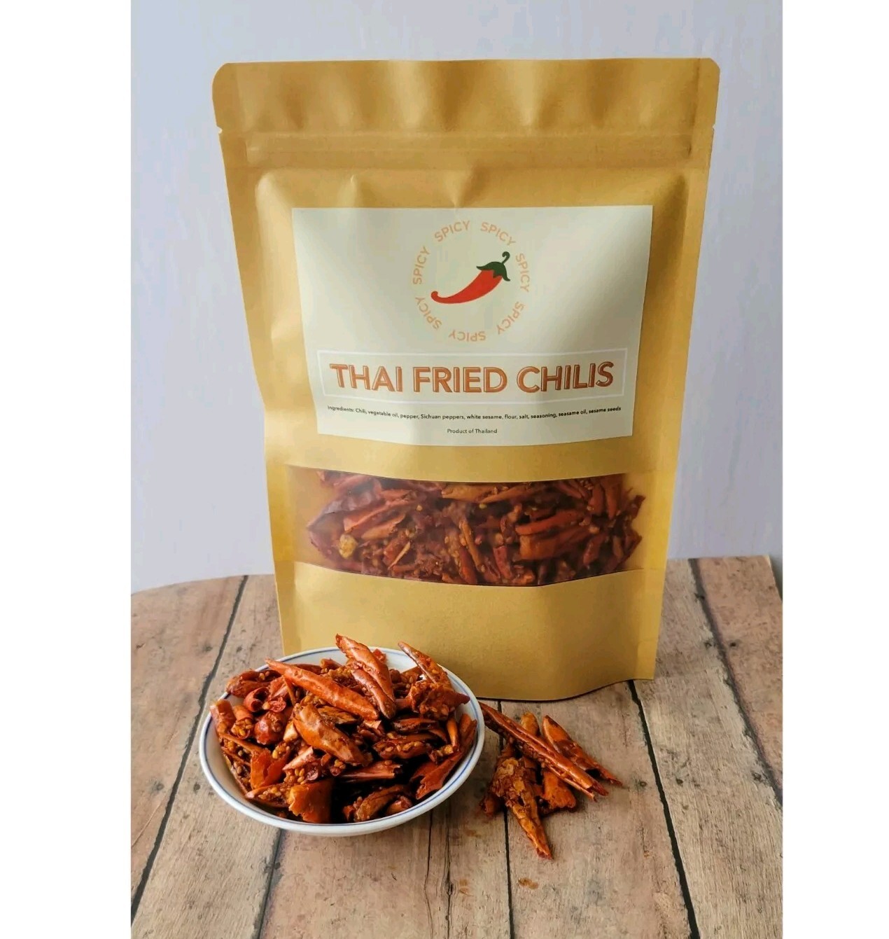 Crispy Sesame Fried Chilis Roasted Thai Snacks Chilli Savory Spicy Burn Fat 150g