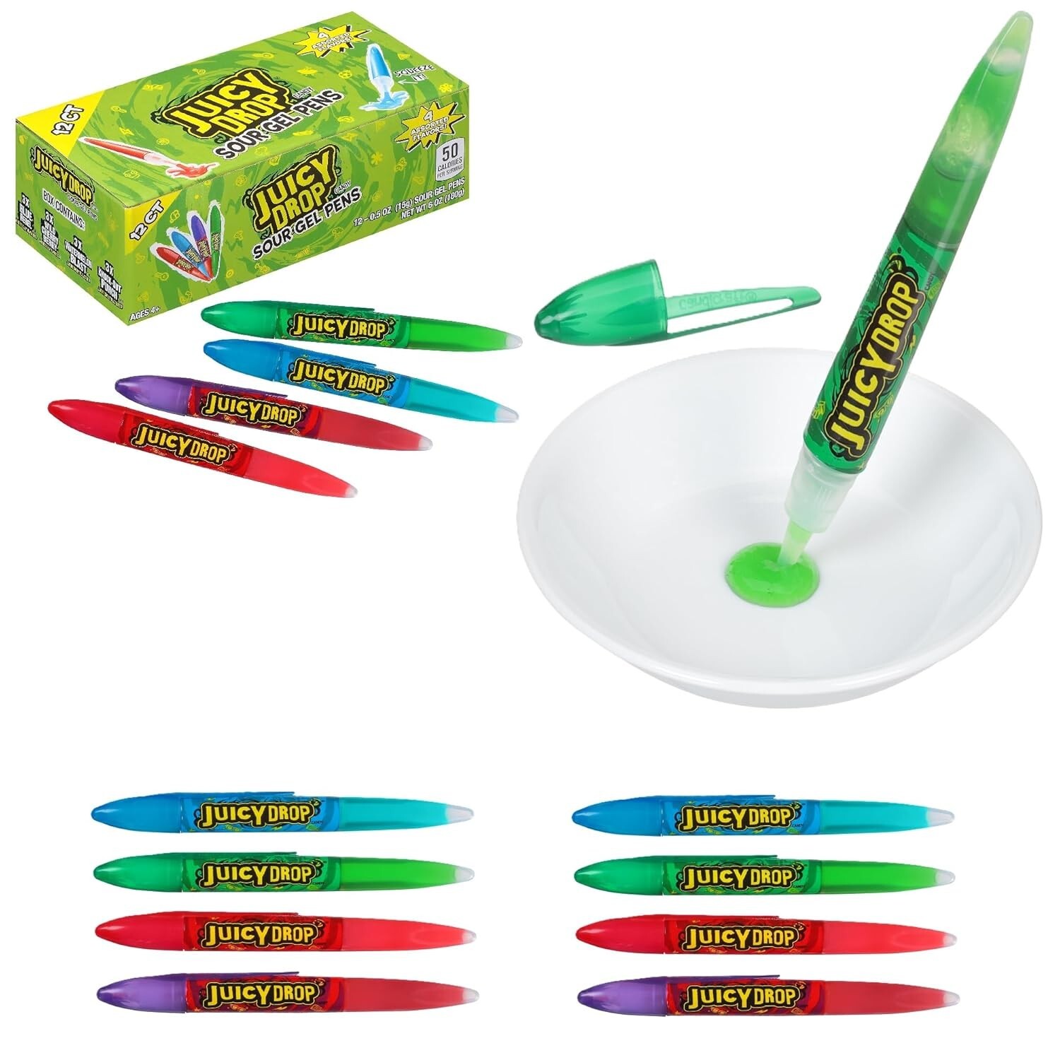 Fun Sour Candy Gel Pens – 12 Ct Variety for Birthday Parties and Goodie Bags