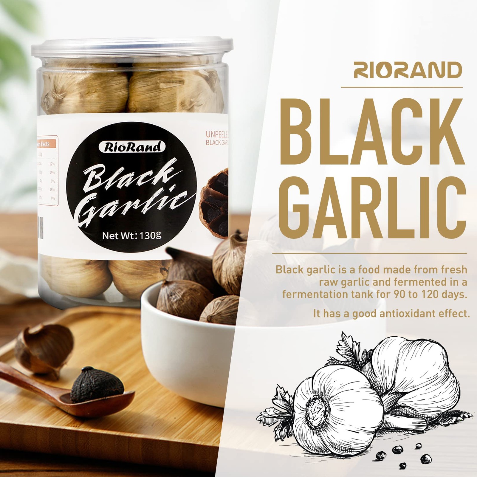 Black Garlic 130g Whole Black Garlic Aged for Full 90 Days Black Garlic Jar 0…