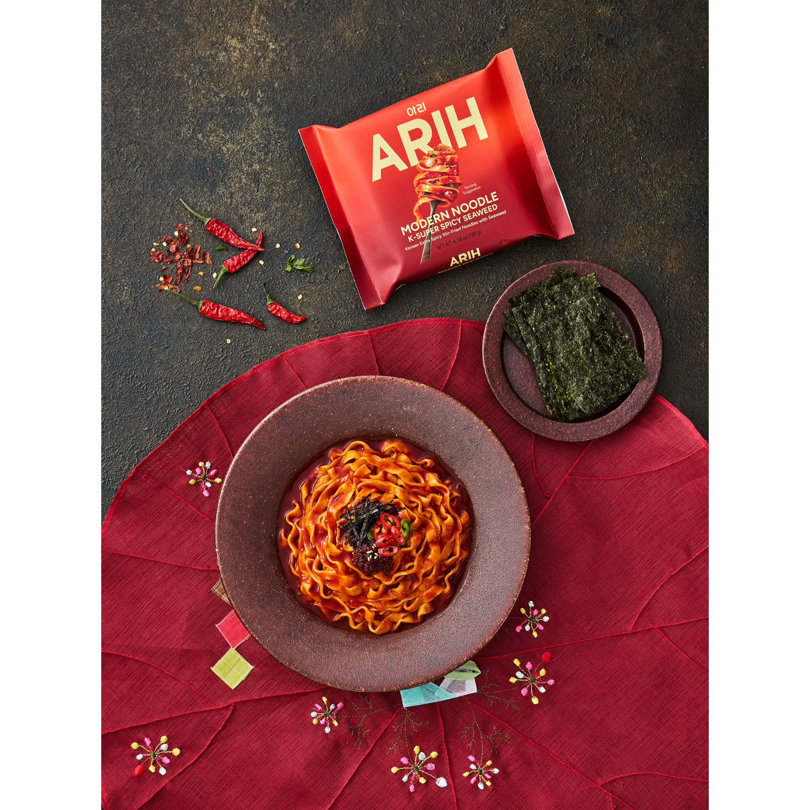 ARIH Modern Noodles K Super Spicy Seaweed Korean Fusion 4 Pack Noodles