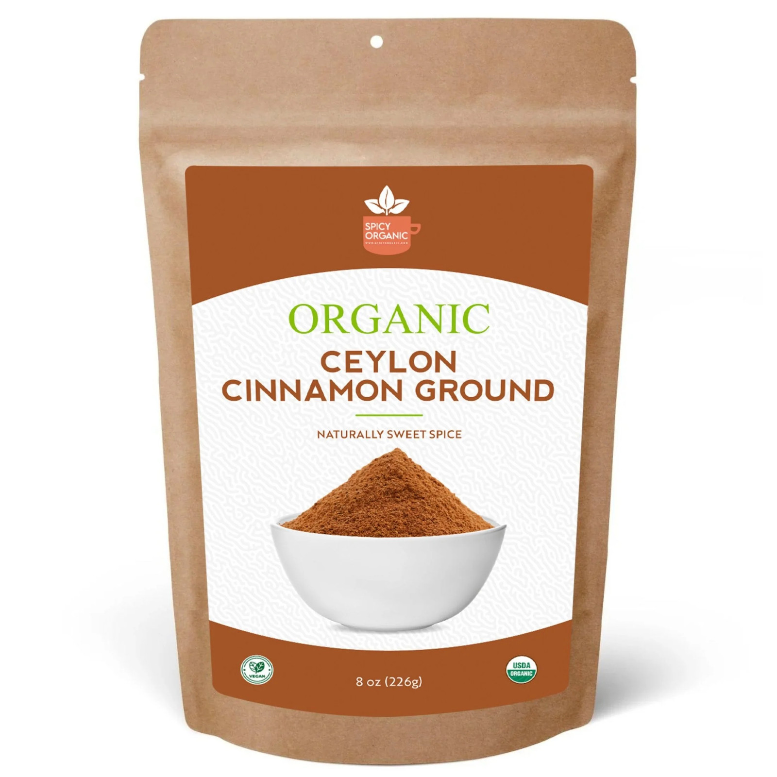 Spicy Organic Ceylon Cinnamon Ground Powder 8 oz | USDA Organic