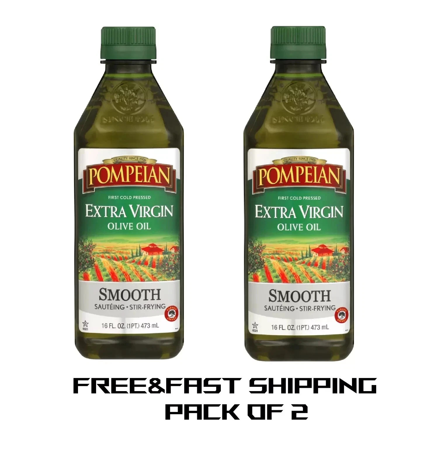 Pompeian Smooth Extra Virgin Olive Oil – 16 fl oz (Pack of 2)