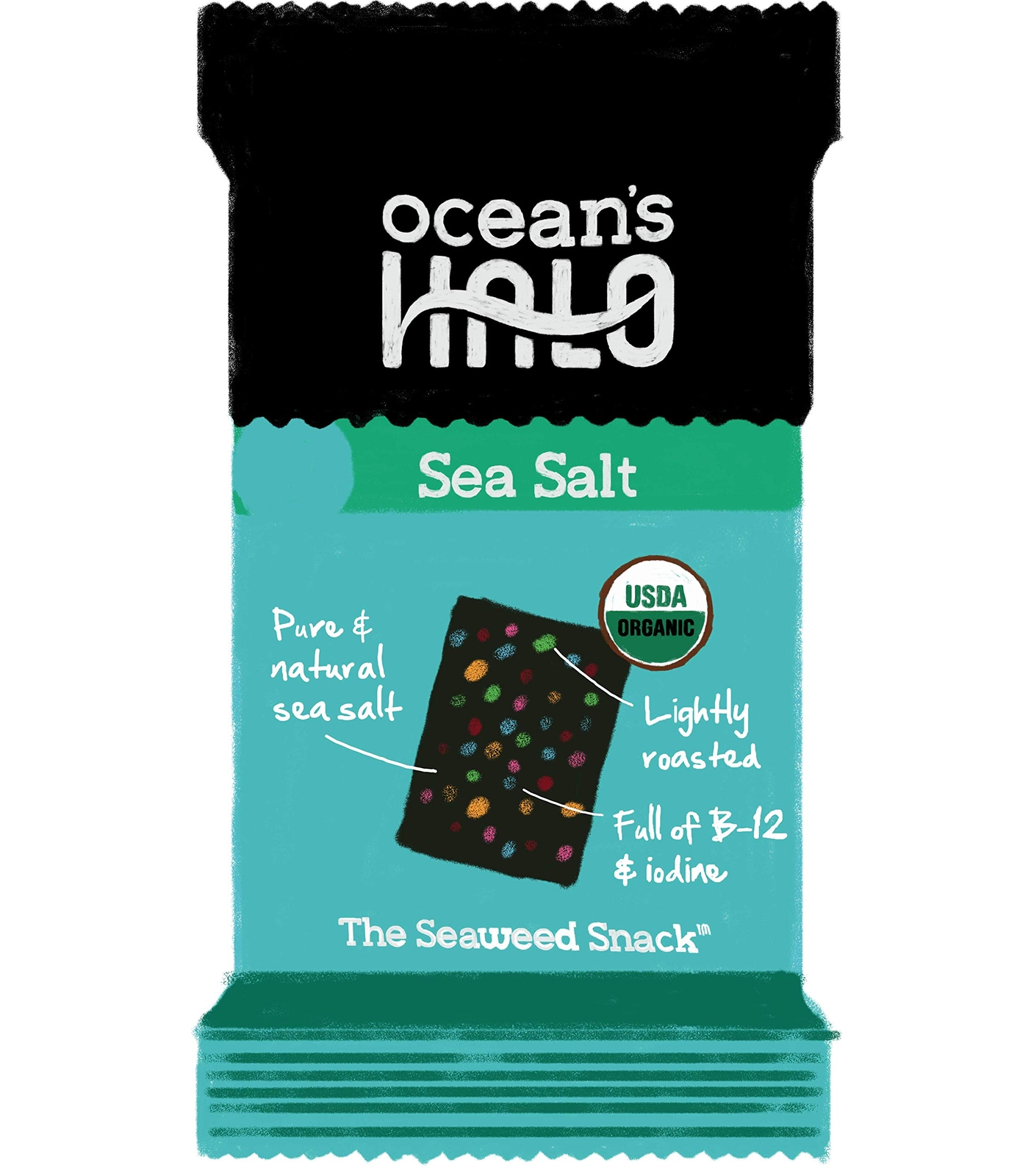 Ocean’s Halo Seaweed Snacks (Sea Salt) 1 case of 12 Unit Trays
