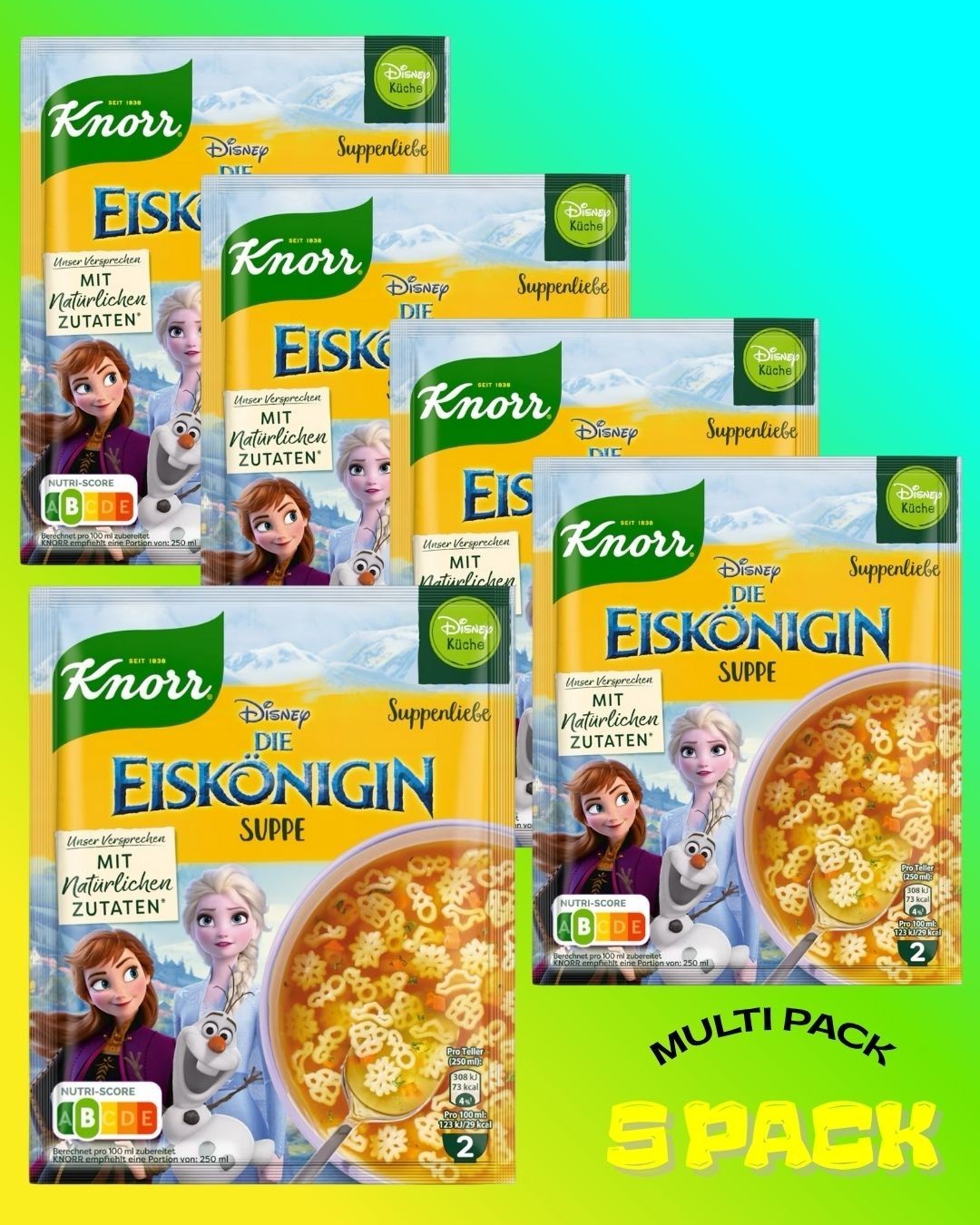 5 Pck KNORR Disney Frozen Soup SUPPENLIEBE EISKÖNIGIN Expires 5/2026 FREE SHIP