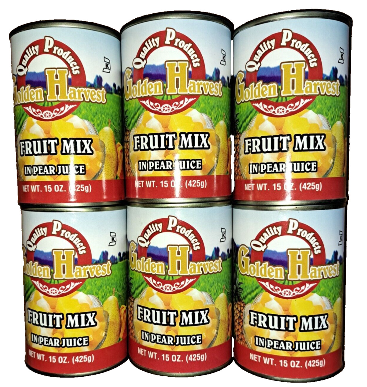 Lot of 6 Canned Mixed Fruit in Light Syrup Golden Harvest Exp. 1/5/2026