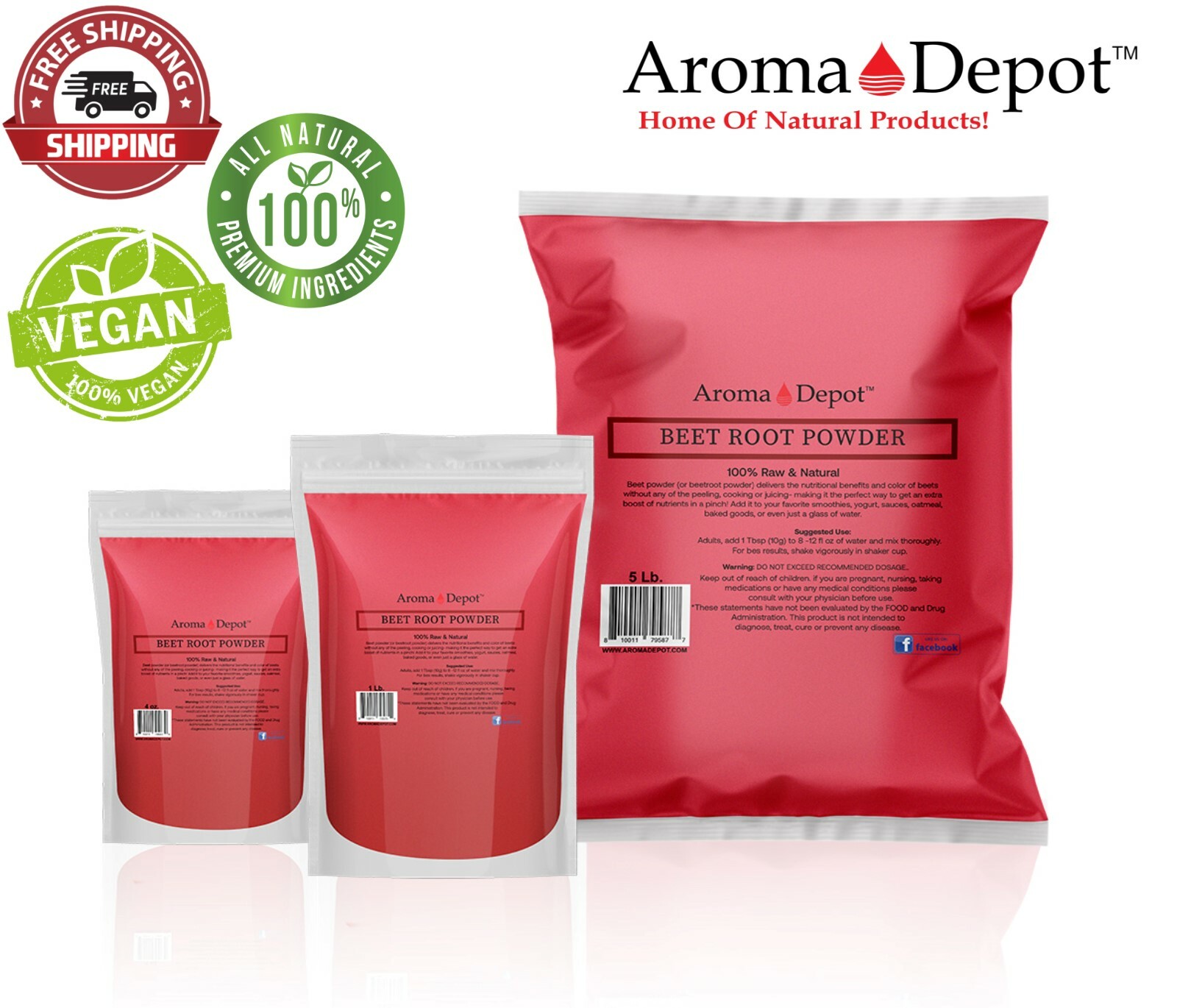 Beet Root Powder (Beta vulgaris) Raw & Non-GMO Superfood Vegan 100% Natural