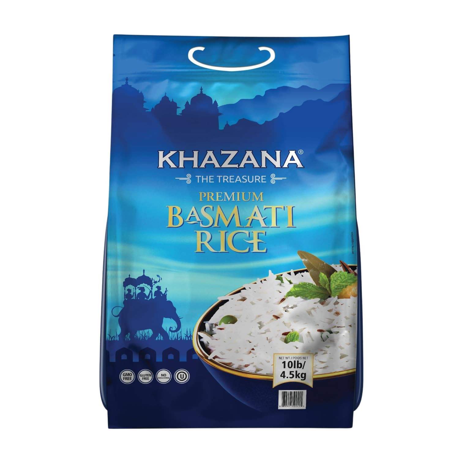 Autentico arroz basmati premium de Khazana en bolsa de 10 lb aromatico y sabroso